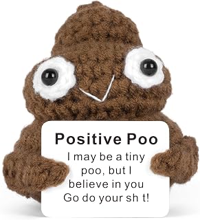 GIFTIARA Funny Positive Poo Crochet Emotional Support Toy - Cute Handmade Gag Gift for Birthdays, Friends, Teachers with Positive Card