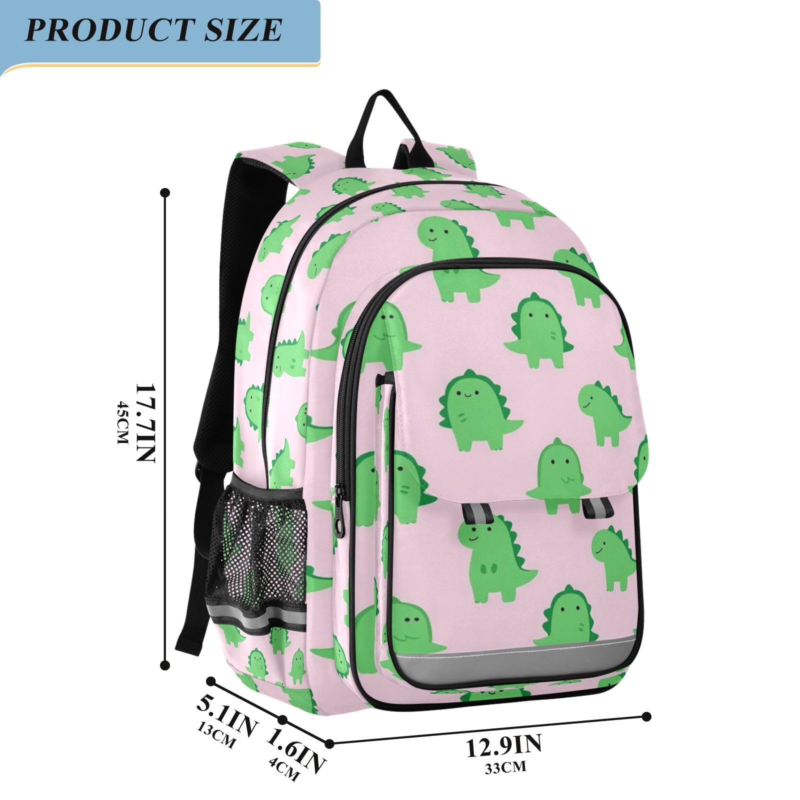 GuoChe Zaino scolastico per bambini con motivo preistorico verde