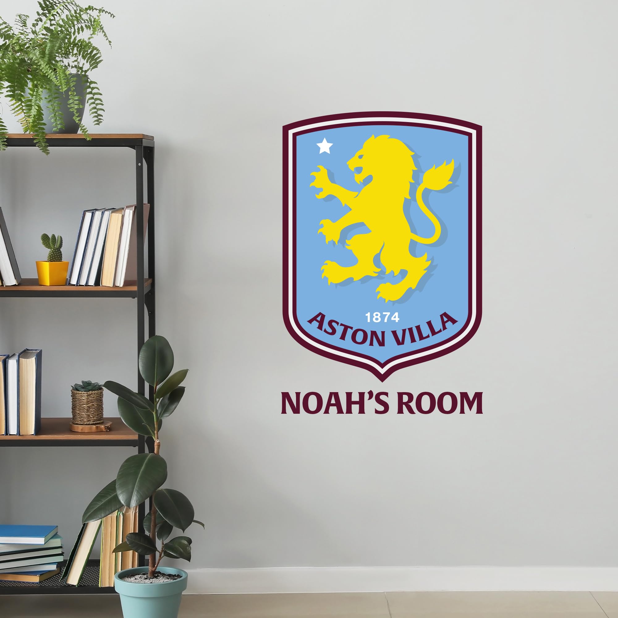 Beautiful Game Green And White Aston Villa Football Club Crest And Personalised Name Wall Sticker (120Cm Height X 80Cm Width)