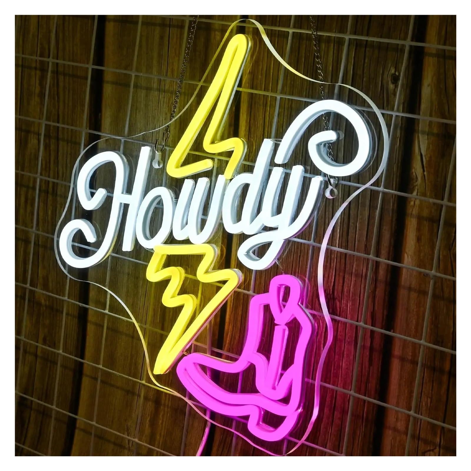 LEMST Signs Lamp Howdy Neon Lights Cowboy Boot Neon Sign for Wall Decor USB Dimmable Bedroom Home Bar 32x32cm