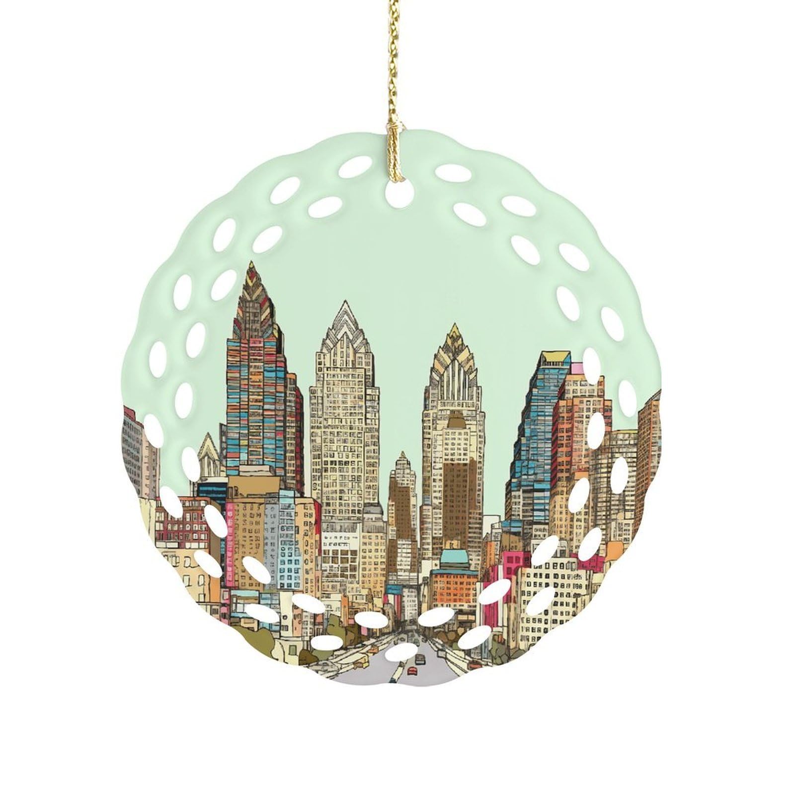 Austin Texas Christmas Ornament Holiday Hanging Decoration Xmas Tree Keepsake Personalized Xmas Tree Ornament Round Ceramic Ornaments for Keepsake Gifts Ideas Home Decor