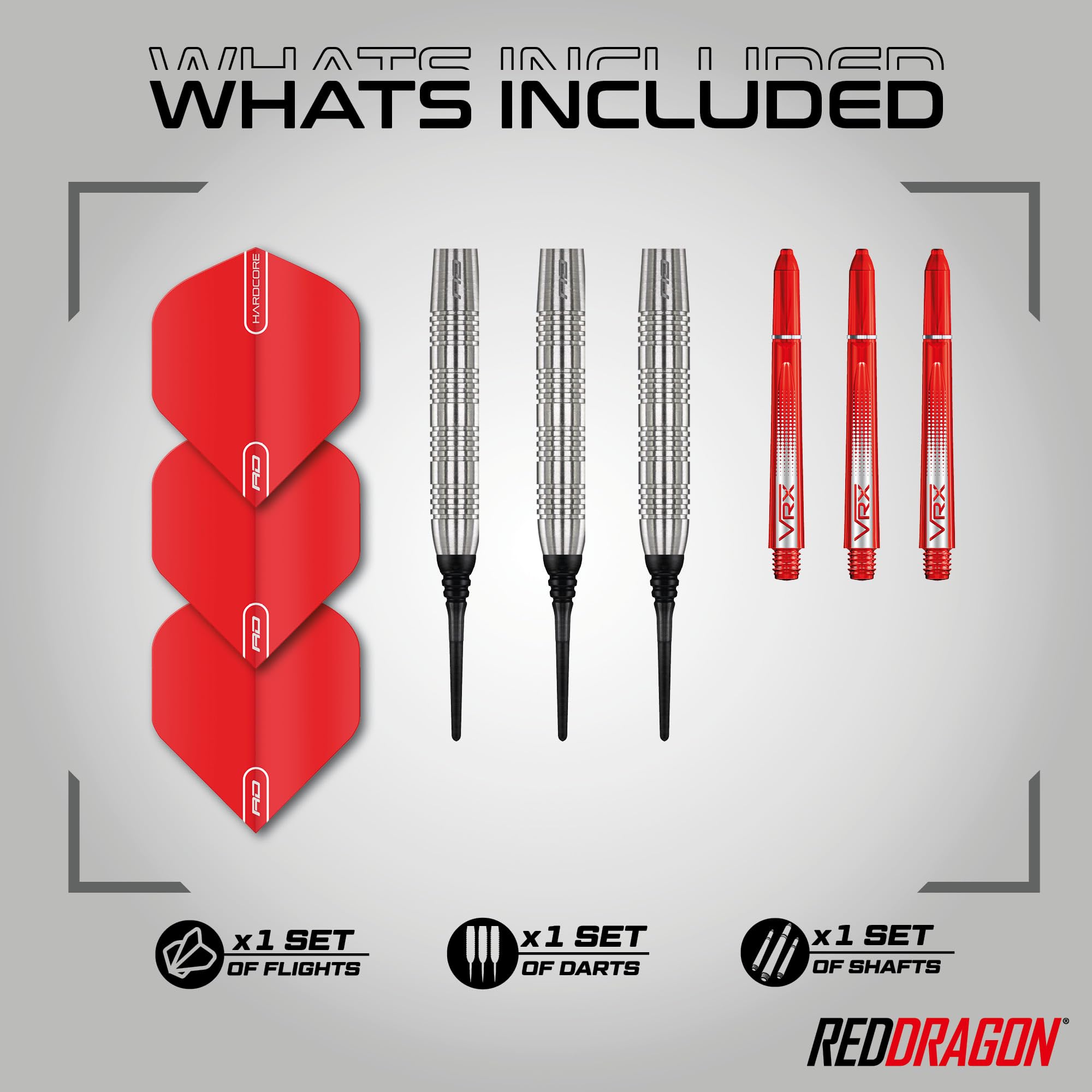 RED DRAGON Hell Fire 20g Weiche Spitze mit Dart Flüge und Dart-Schäften