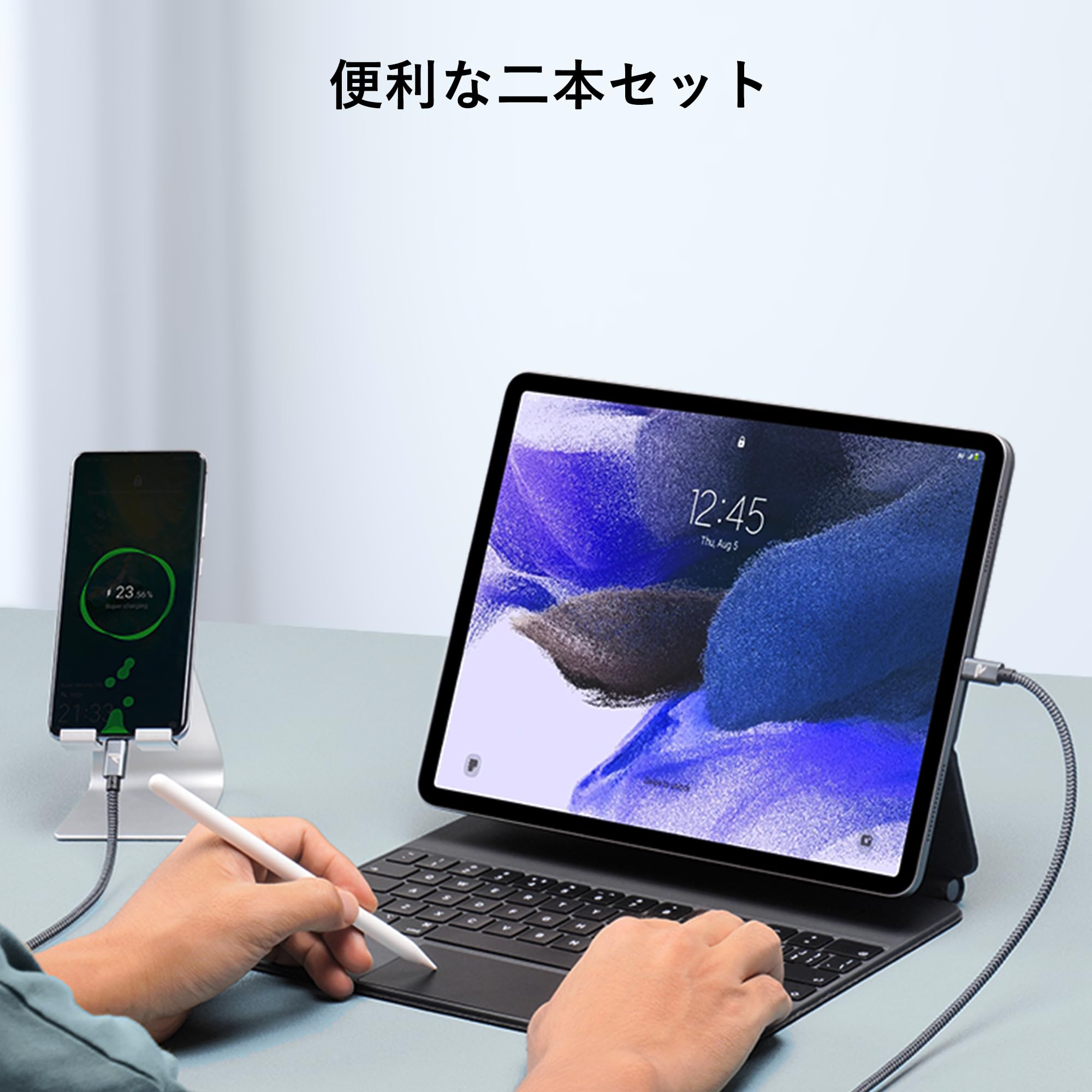 Amazon.co.jp: 【2本セット】RAMPOW USB C ケーブル【1m+2m/グレー PD 
