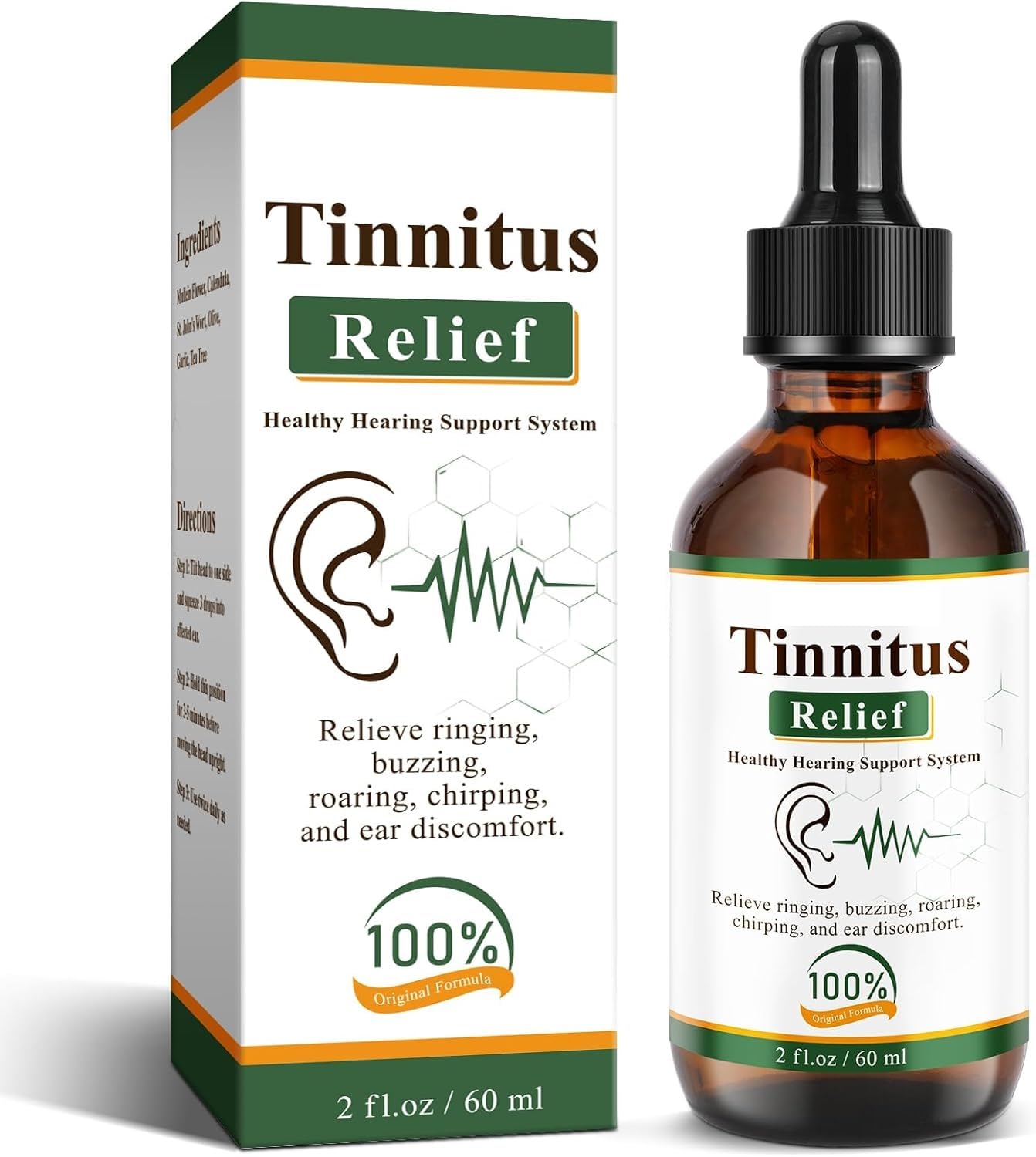 Veda Luxe Tinnitus Relief Drops – 100% Herbal Formula for Ringing, Buzzing & Ear Discomfort – Natural Ear Oil for Hearing Support – Improves Clarity & Reduces Roaring – 60ml (2 fl oz)
