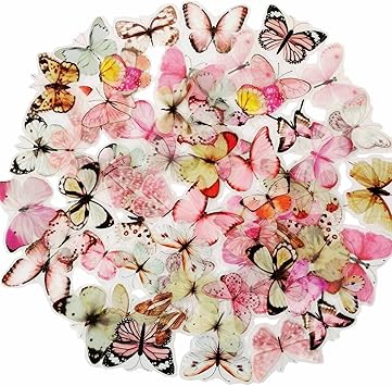 Amazon Co Jp Donlaone シール コラージュ素材 蝶々 フレークシール 透明 かわいい ちょうちょう ステッカー おしゃれ 手帳用 デコシール 80枚セット 白蝶々 ピンク蝶々 文房具 オフィス用品