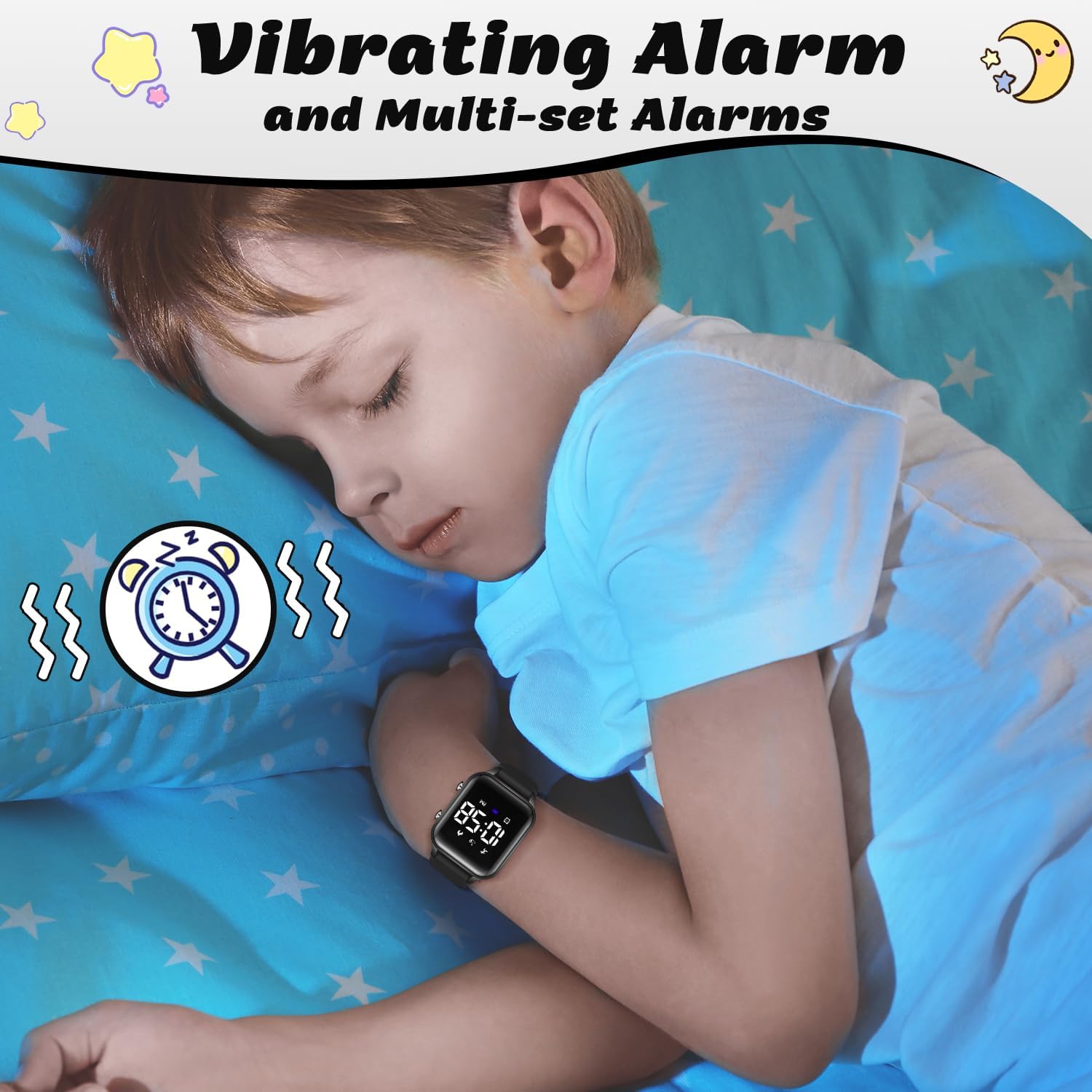 Orologio digitale per bambini, con contapassi, impermeabile, sportivo, per ragazzi, ragazze, adolescenti, fitness tracker tutto in uno con sveglia silenziosa a vibrazione, contapassi, calorie