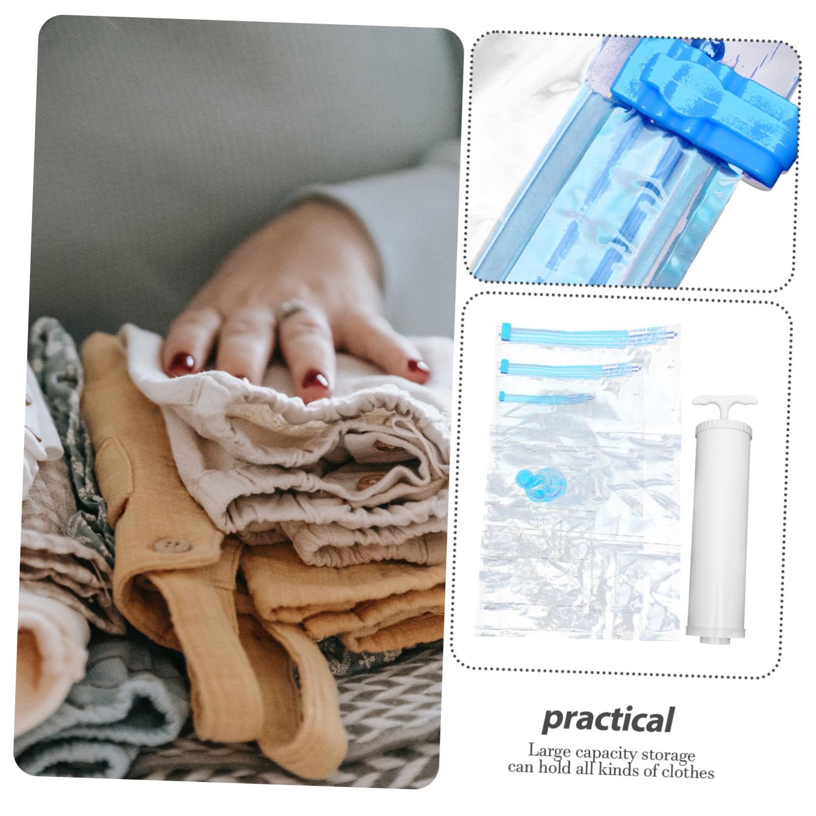 Luxshiny Bolsa De Almacenamiento Al Vacío Bolsa De Vacío Reutilizable Para Ropa De Cama Hogar Incluye Bomba Manual Para Viajes
