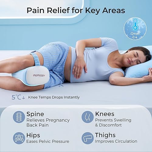 Miniatura 3 de Momcozy Almohada de rodilla para personas que duermen de lado con funda de enfriamiento, espuma viscoelástica suave, alineación de columna