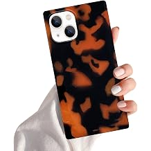 Compatible with Rectangle iPhone 13 Case for Women Girls Bling Glossy Leopard Tortoise Shell Pattern Luxury Edge Flexible TPU Protective Cover Girly