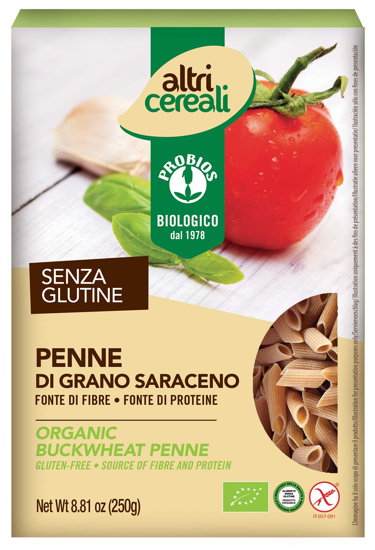 Probios Penne di Grano Saraceno Bio - Confezione da 12 x 250 g