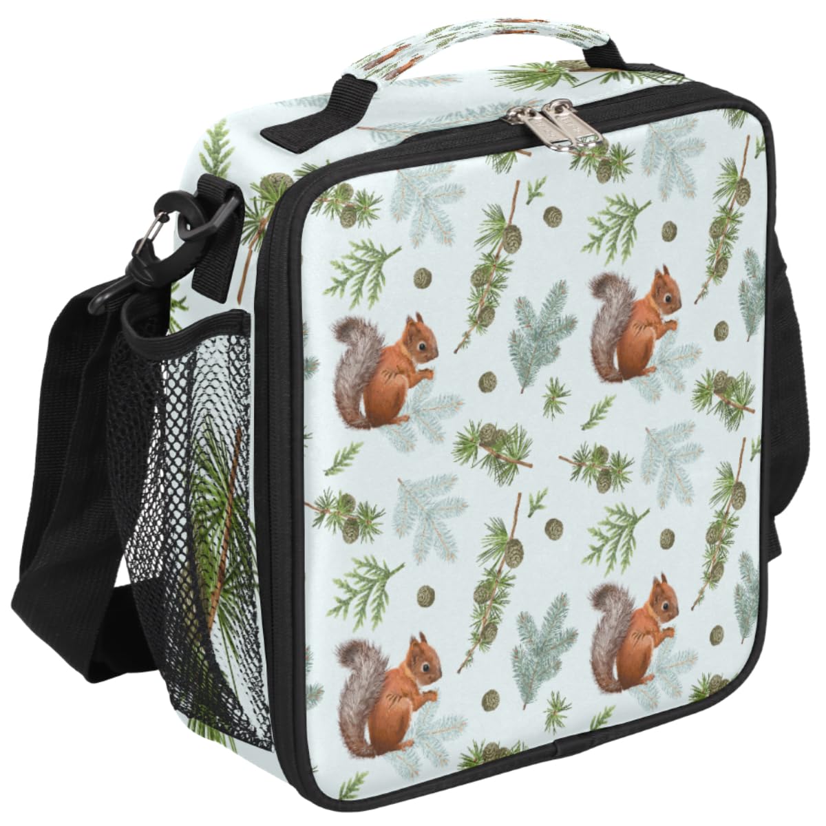TropicalLife Borsa termica per il pranzo invernale con scoiattolo della foresta per uomini, donne, bambini, ragazze, ragazzi, scoiattoli, riutilizzabile, isolata, borsa termica