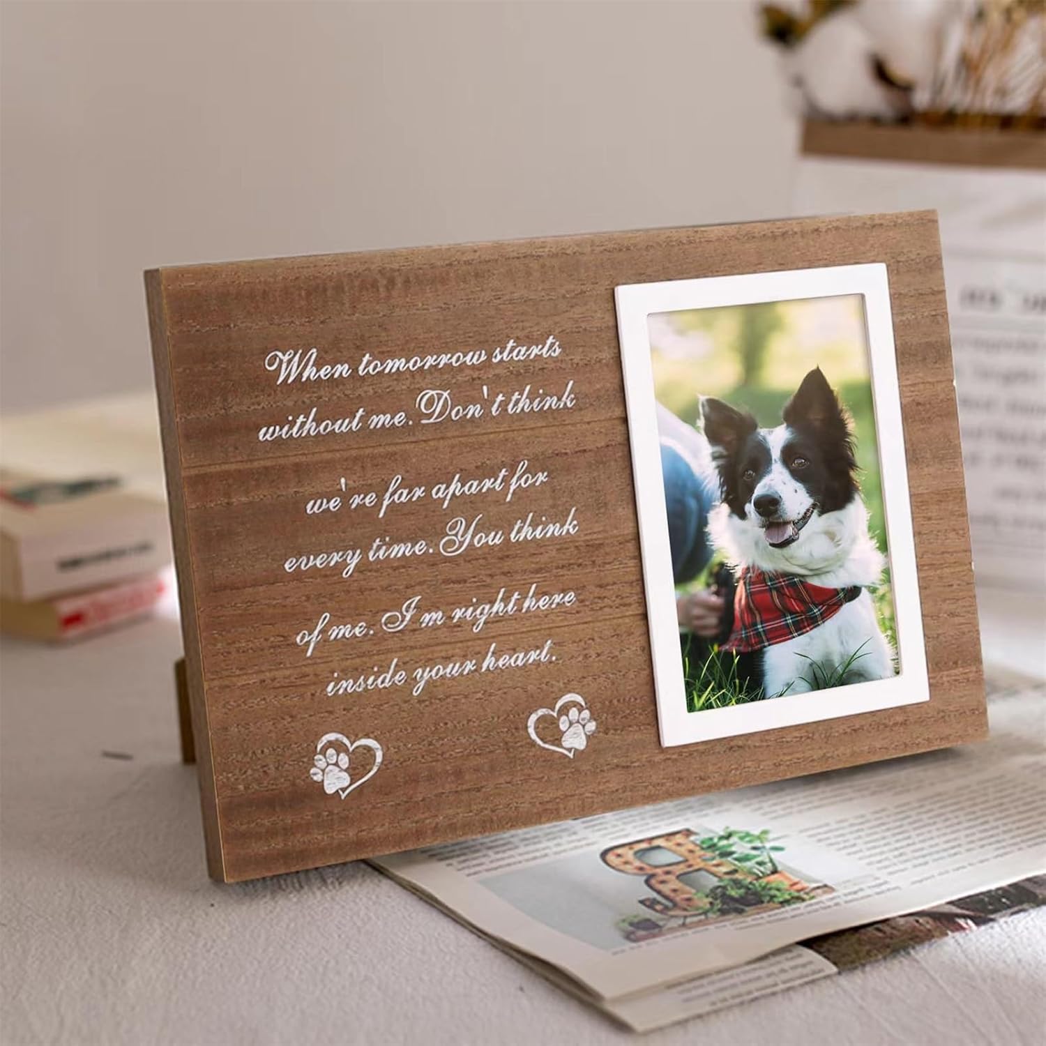 Sentimental Gifts for Dog Keepsake Picture Frame Pet Remembrance Memorial Photo Frame Sturdy Durable Desk Top Crafts, 2 Pieces