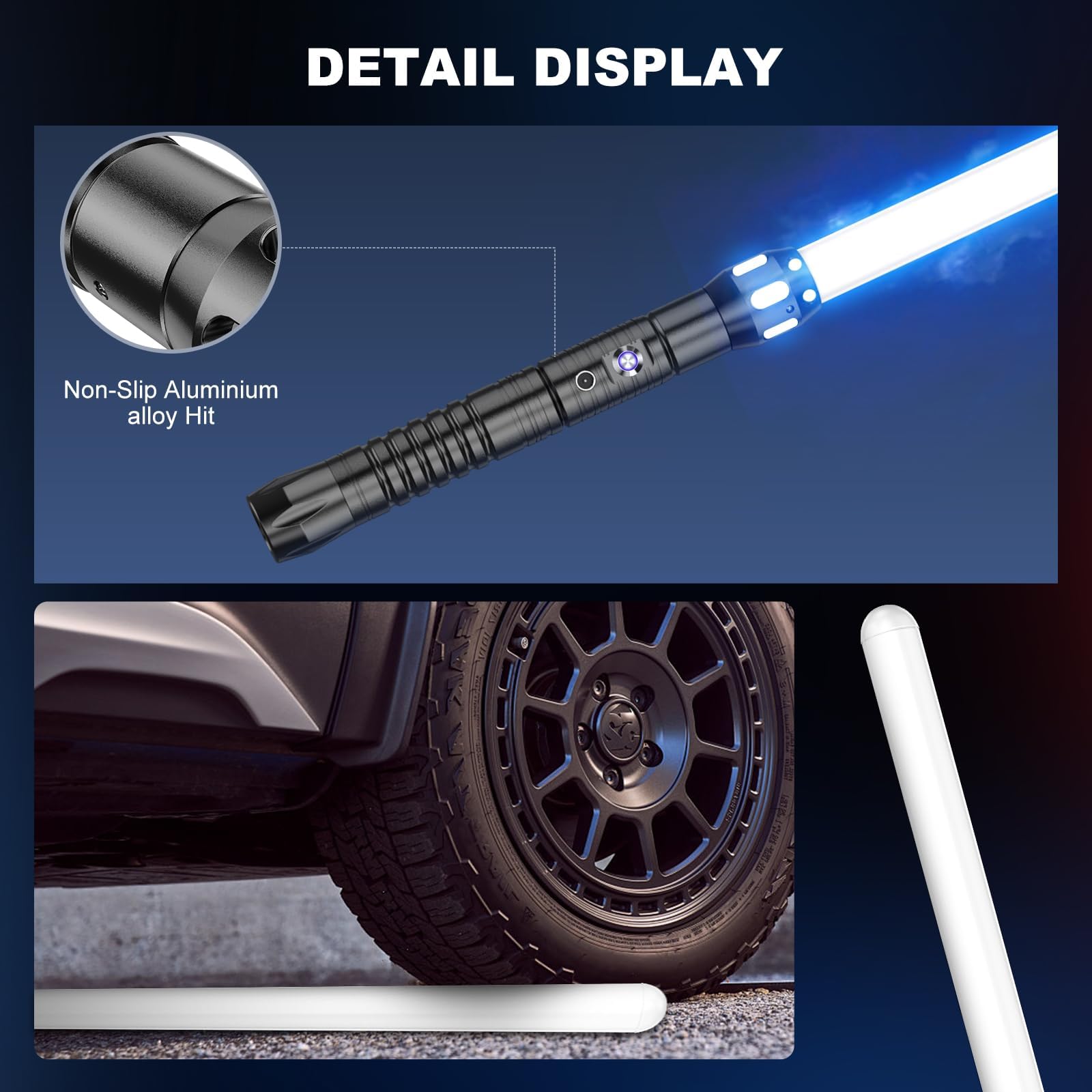 Lischwert Spada Laser, Spade Laser con 15 Colori RGB 10 Caratteri sonori, Spade Laser da duello con Manico in Metallo e Lama sostituibile, Spade Laser per Adulti, Bambini