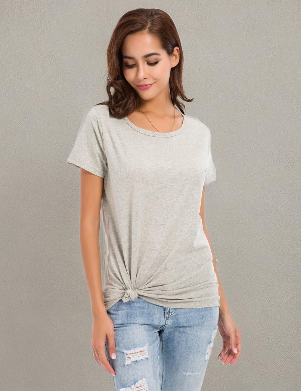 Women's Cotton T-Shirts Short Sleeve Loose Comfy Basic Plain Tunic Tee - Image 6