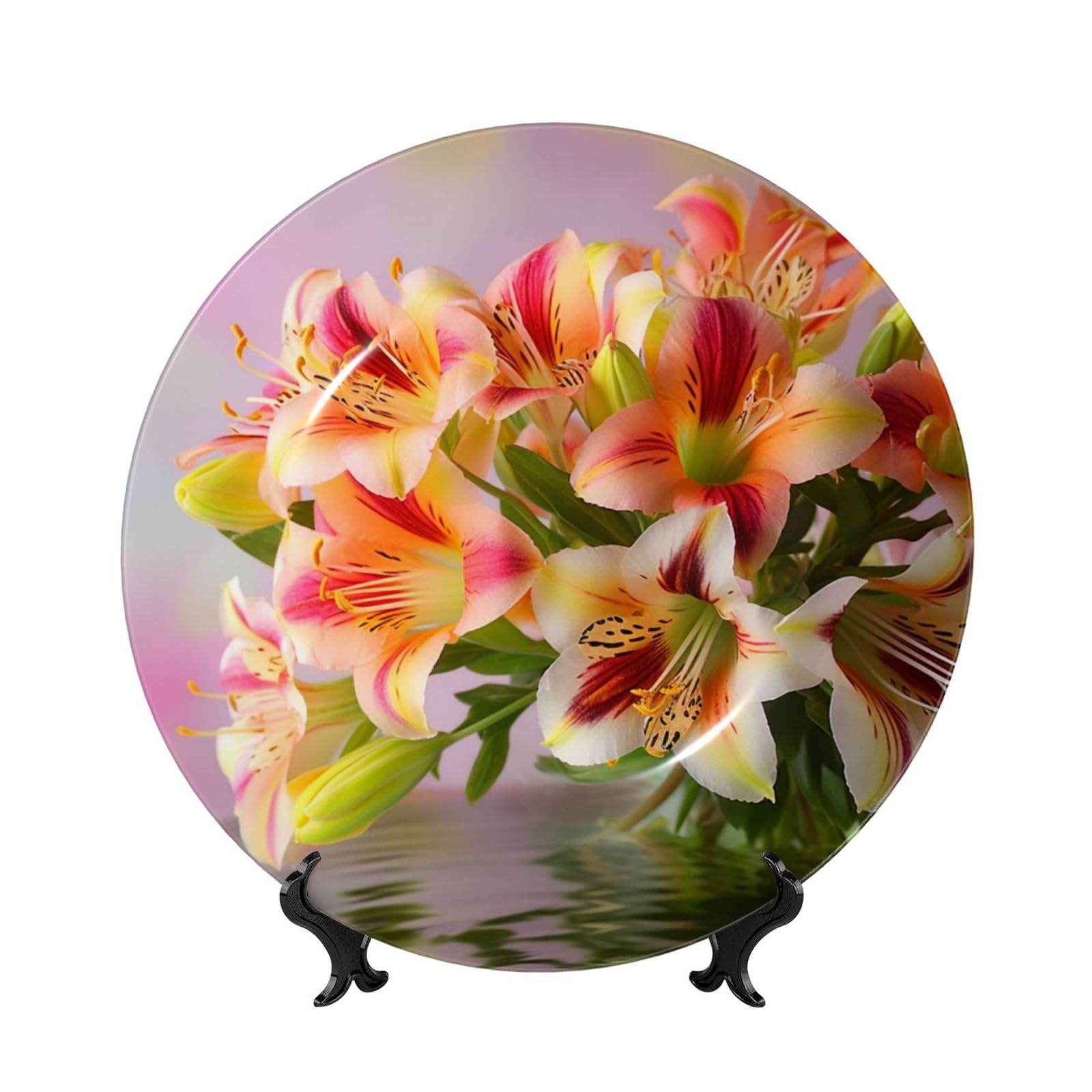 Assiette décorative en porcelaine anglaise alstroemeria et ornement mural