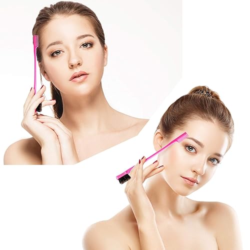 Miniatura 7 de 10 piezas de cepillo de borde de pelo doble cara control cepillo peine paquete combinado peine suave peinado 5 colores