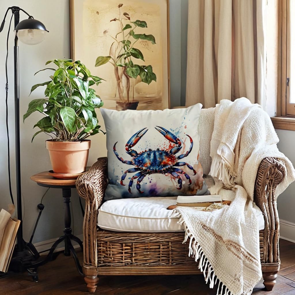 Sea Life Pillow Covers 18x18 Inch Watercolor Ocean Animals Sea Turtle,Sea Horse,Starfish Cushion Case Coastal Beach Theme Farmhouse Home Decoration 4Pack Square Pillowcase for Patio Couch Sofa (Multi) - Image 4