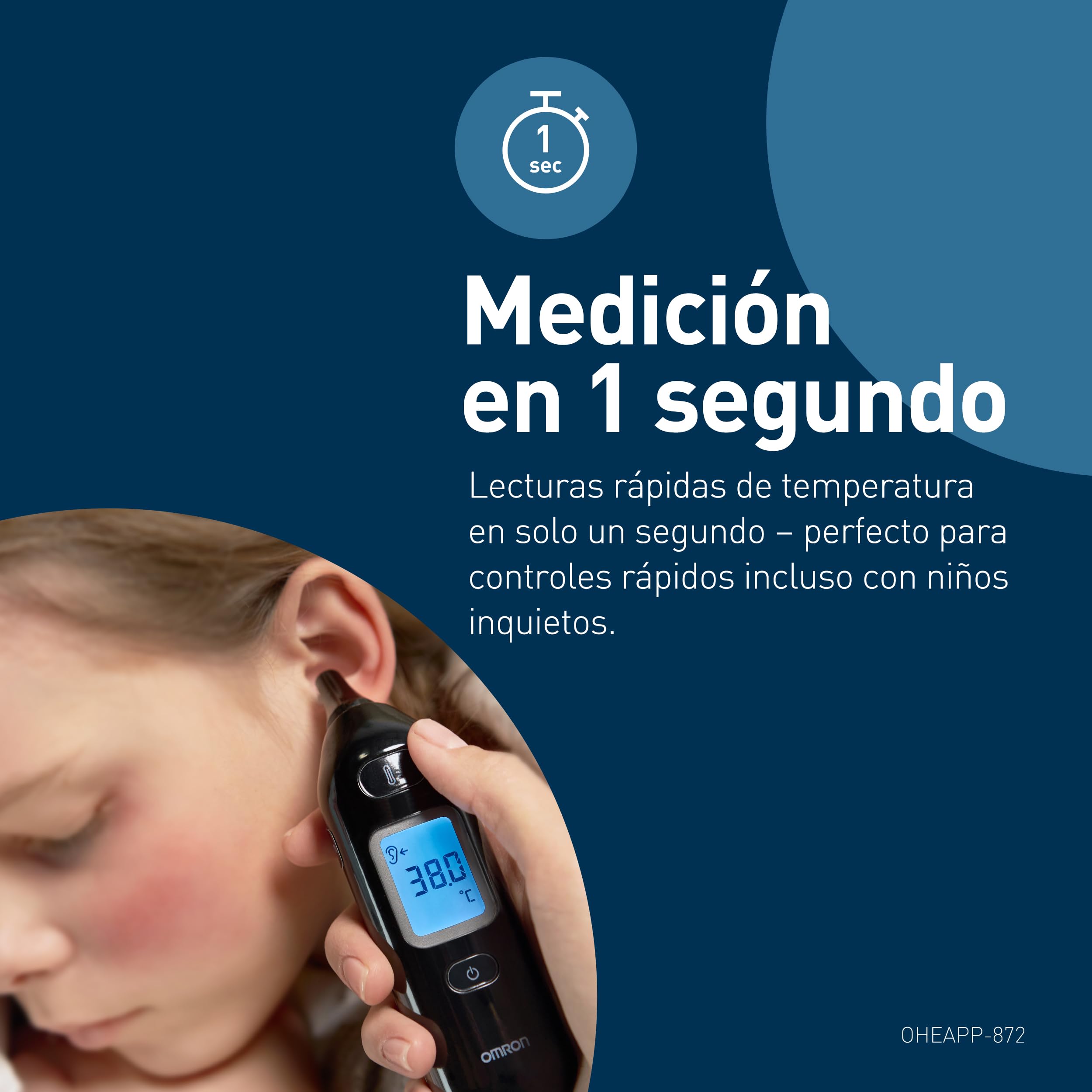 OMRON Gentle Temp 533 Termómetro digital – Termómetro oído bebé e infantil, termómetro infrarrojos sin cubiertas de sonda, medición 1 segundo, preciso, silencioso, memoria 30 lecturas, negro