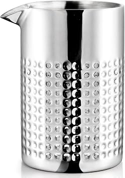 Elsjoy 18 oz Stainless Steel Cocktail Mixing Glass, Double Walled Bartender Mixer Cup Unbreakable Bar Mixing Tin for Stable Stirring