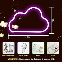 Vista 200 de Cloud Neon Signs, LED Light for Wall Decor, Battery or USB Powered for Bedroom Aesthetic Teen Girl Kid Room Christmas Wedding Party (White)