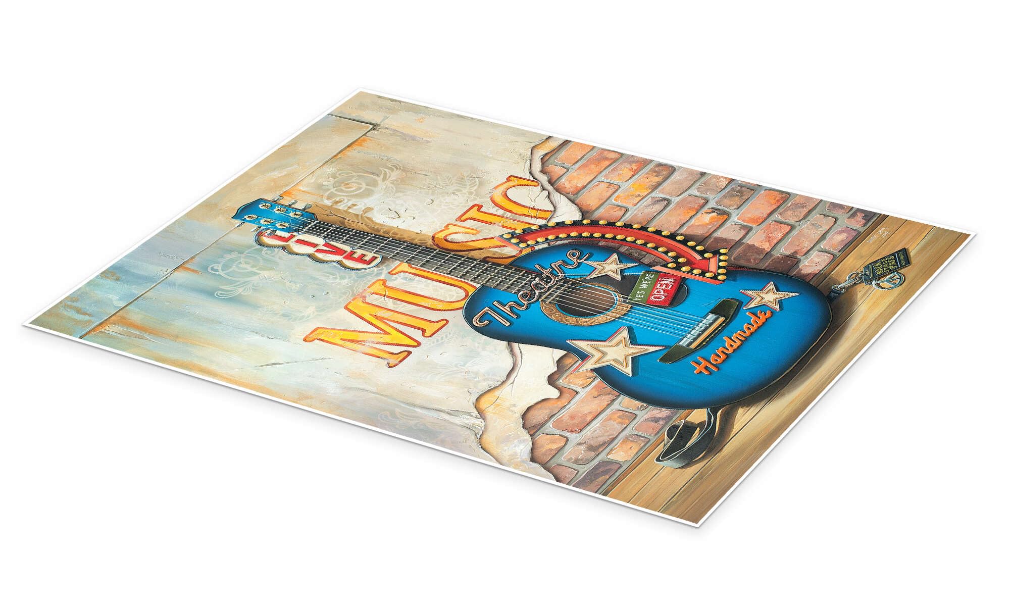 Posterlounge Live Music Poster | 100 x 130 cm di Georg Huber Blu Quadri Decorazione per pareti
