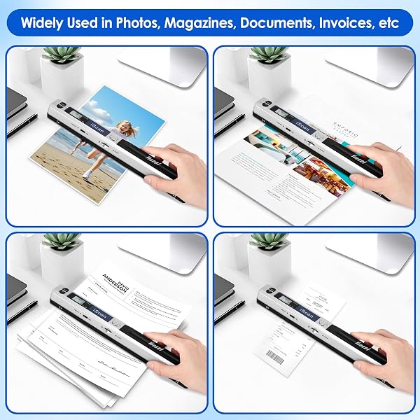 Handheld Scanner Document Scanner, A4 900 DPI High Resolution Colour Photo Portable Scanner, JPG/PDF Format USB 2.0 Mobile Scanner Portable Document Scanner for Documents Receipts Photos - 5