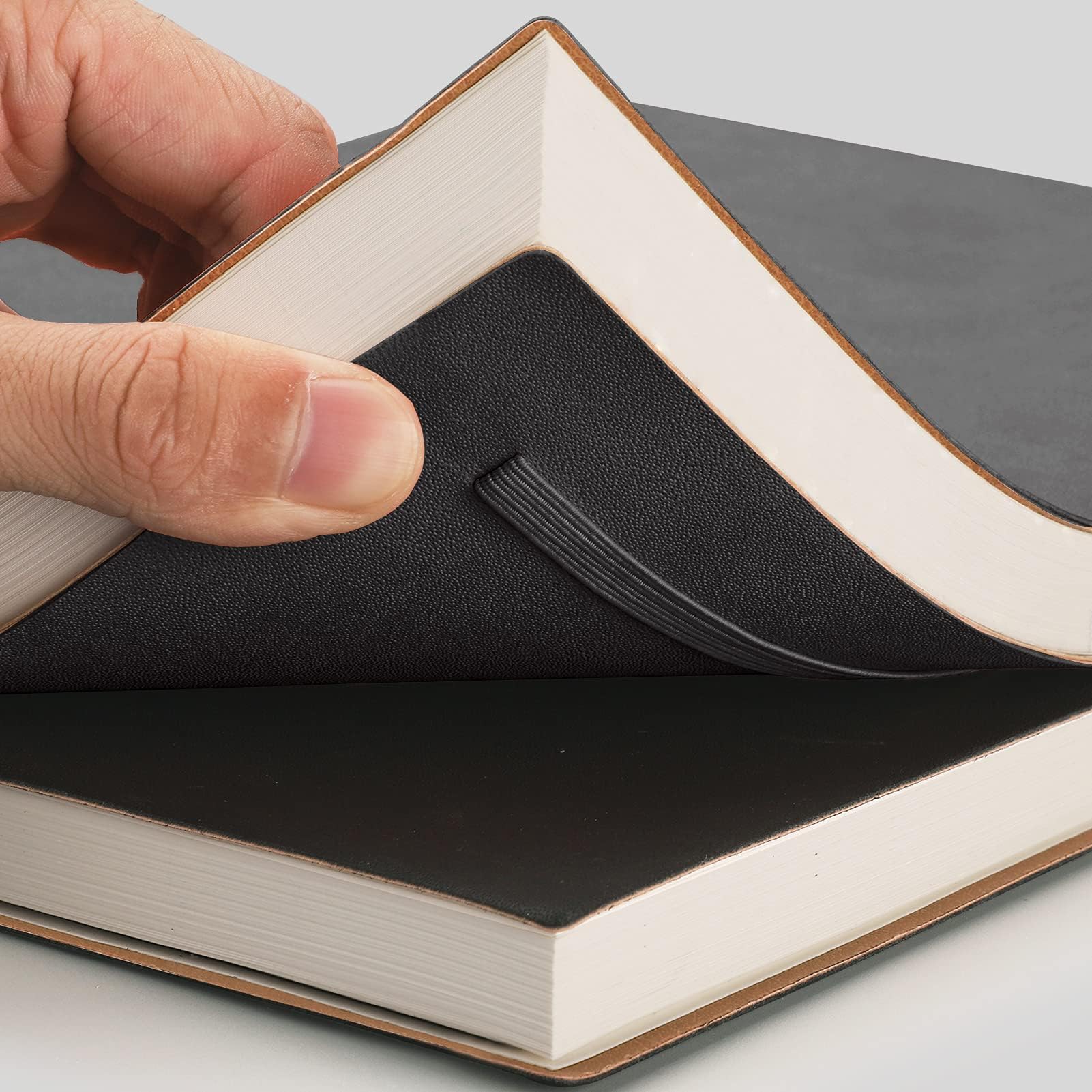AHGXG Zestaw 2 dzienników w kropkach B5 (19,3 x 25,4 cm) z grubym papierem w kropki o gramaturze 120 g/m² i okładką z miękkiej skóry PU, łącznie 160 arkuszy, czarny