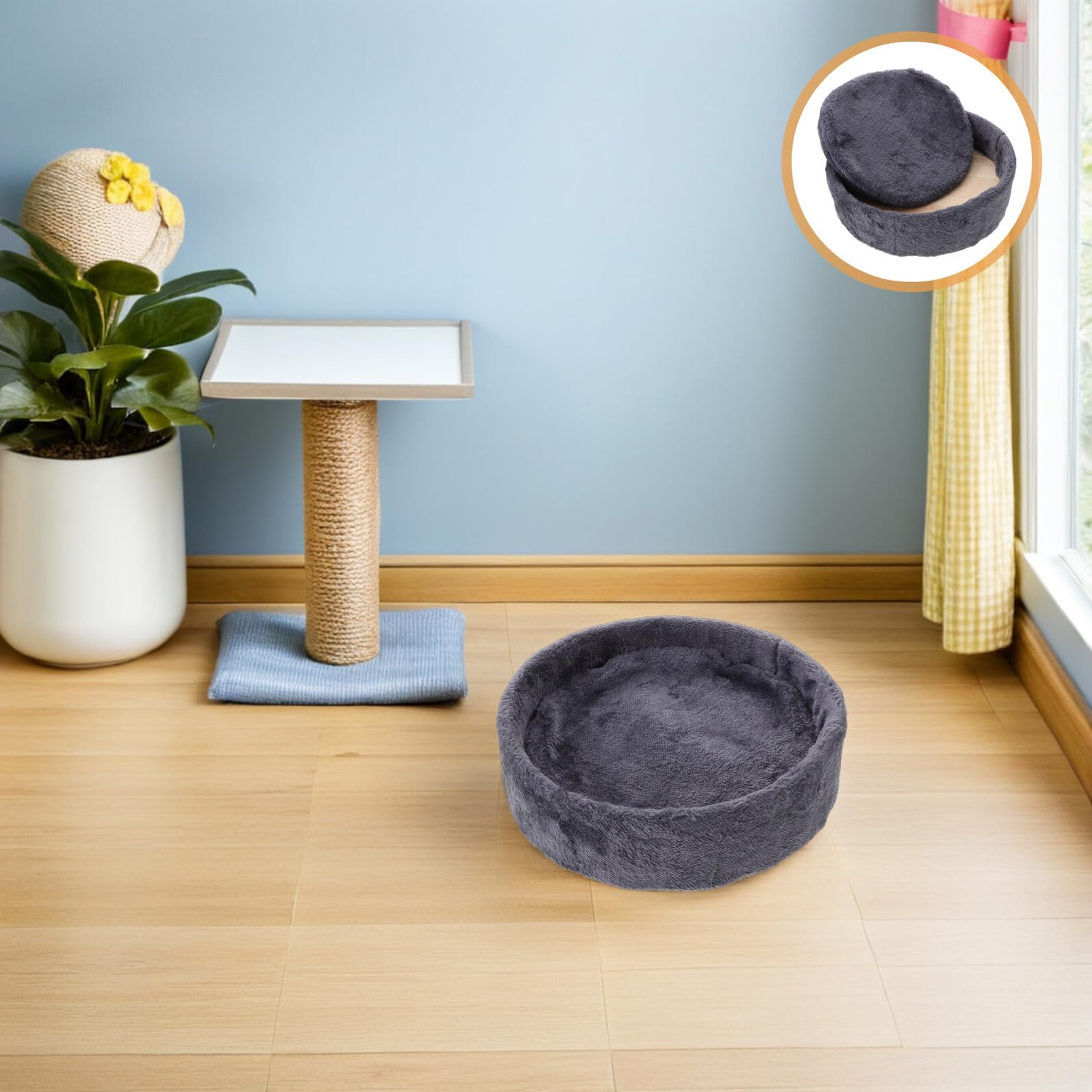 Katzenhängematte Ersatzteil Fleece 30X30cm Dunkelgrau Komfortable Katzenbaumauflage für Wohnungskatzen Waschbares Haustierbett Einfach Montierbar