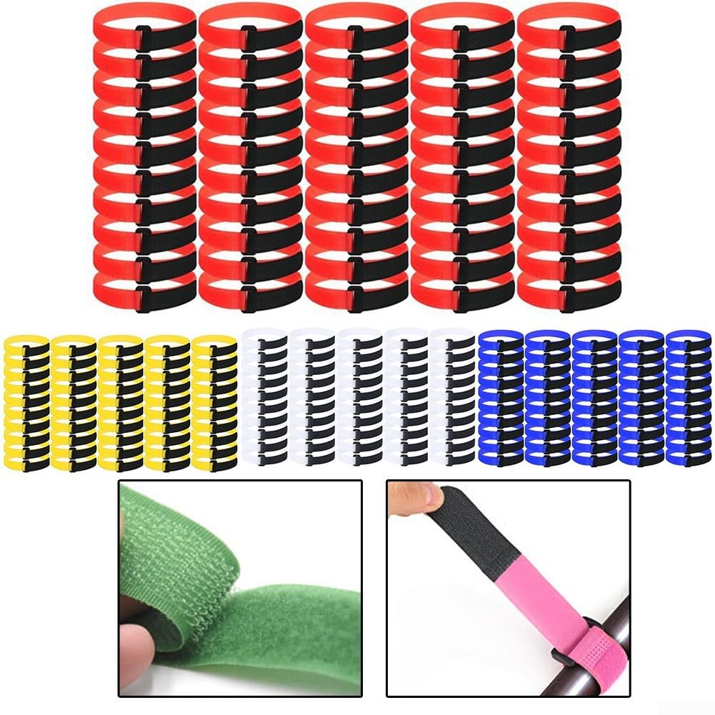 Sangles réglables pour filet de football - 50 attaches pour but de football et organisation des articles ménagers (rouge et noir)