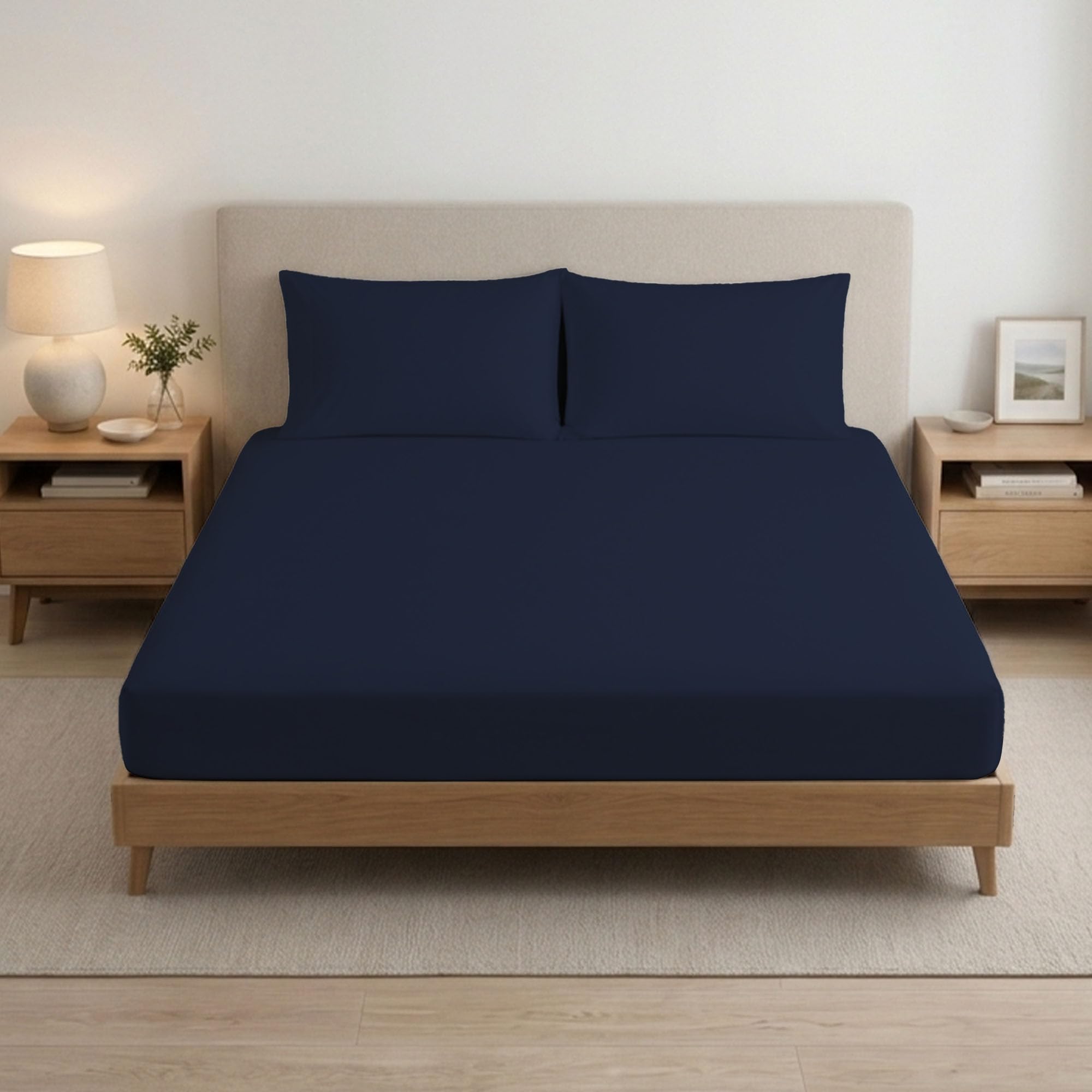 Single Fitted Sheet 100% Egyptian Cotton 400TC – 25cm Deep Pocket