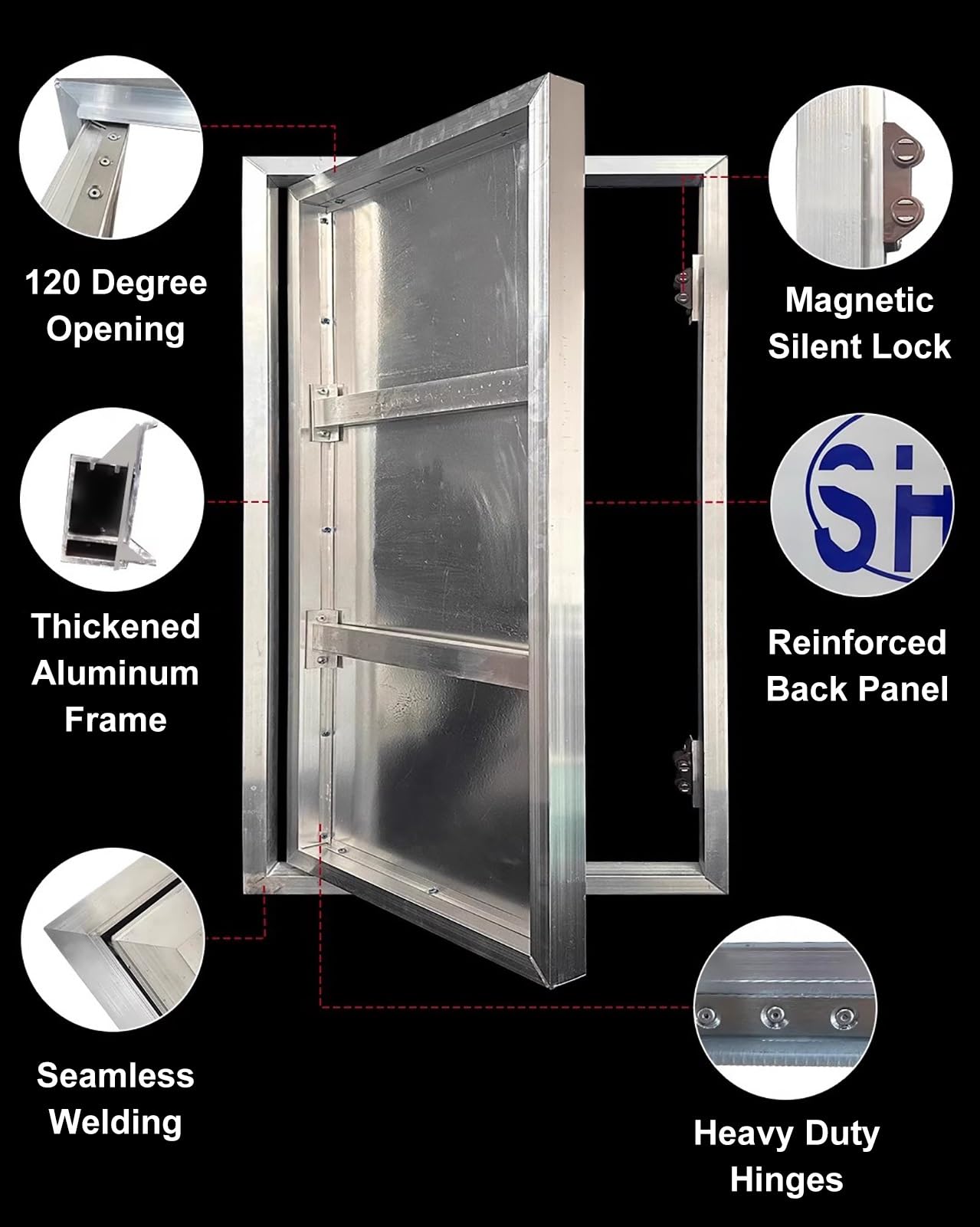 Magnetische Revisionsklappe Aluminiumrahmen 45x65cm für Sanitärinstallationen