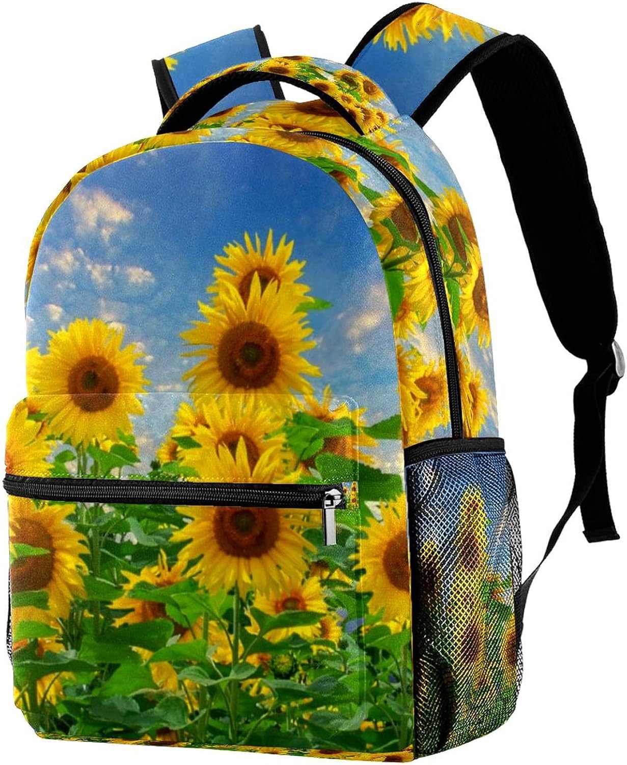 Helianthus Yellow Sunflower Backpack for Boys & Girls with 4 Zipped