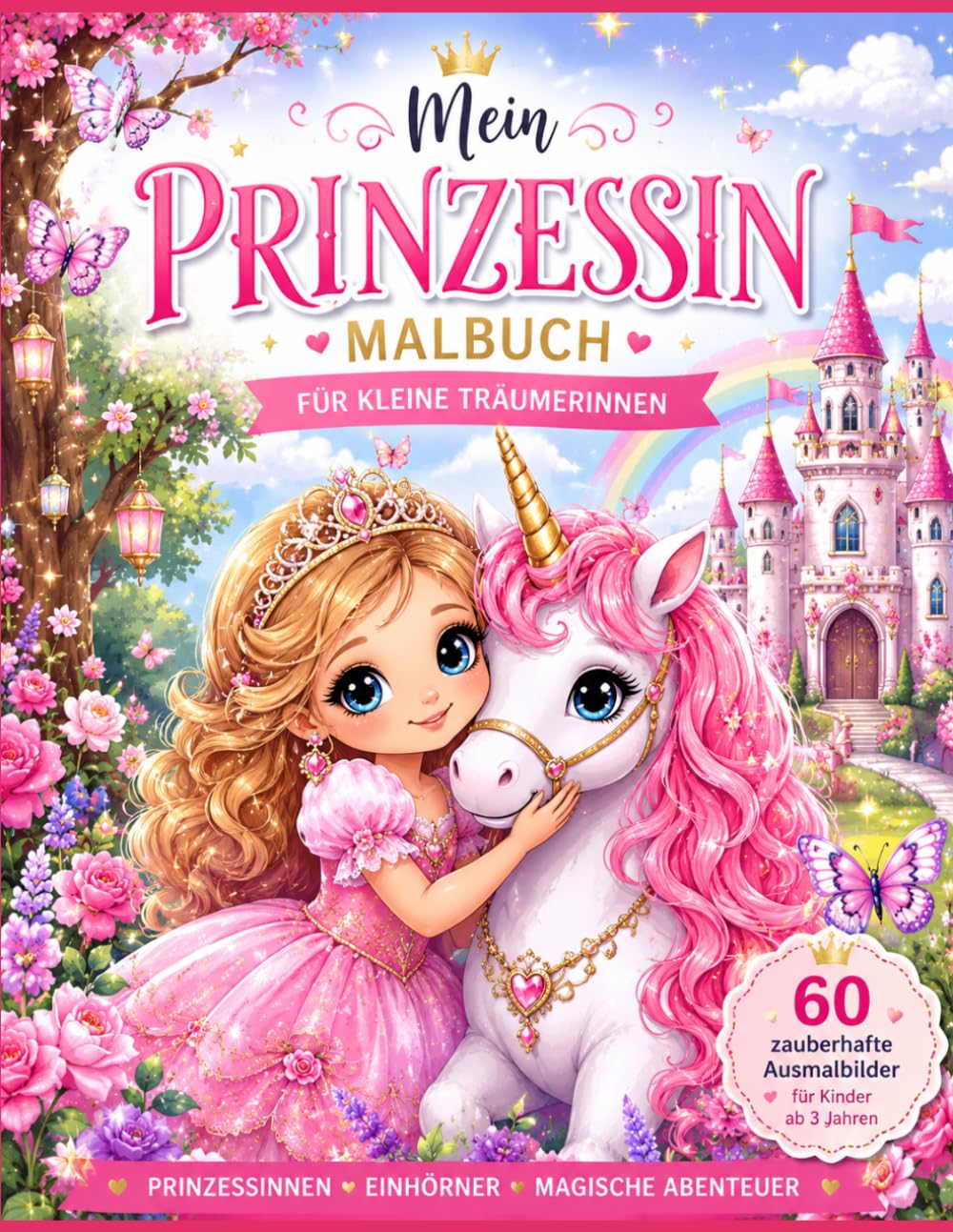 Mein großes Prinzessinnen-Malbuch: Zauberhafte Schlösser, Prinzessinnen, Kutschen, Feen und märchenhafte Abenteuer zum Ausmalen für Mädchen ab 3 Jahren