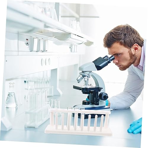 Miniatura 7 de Paquete de 3 soportes para tubos de ensayo y estante de secado, 8 pines y 8 pozos de soporte de tubo de ensayo, organizador de almacenamiento de