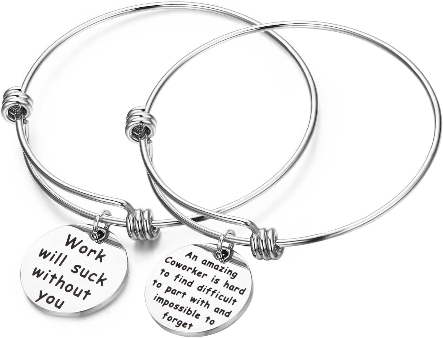 AISHOW Set of 2 Coworker Leaving Gifts for Women Colleague Boss Goodbye Farewell Gifts Going Away Thank You Bangle Bracelet for Women