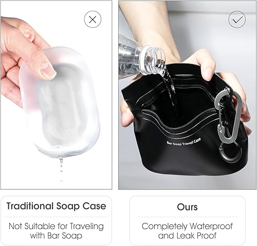 Miniatura 2 de Contenedor de jabón de viaje bolsa de jabón portátil estuche de viaje impermeable y a prueba de fugas soluciones para viajar con jabón de barra negro
