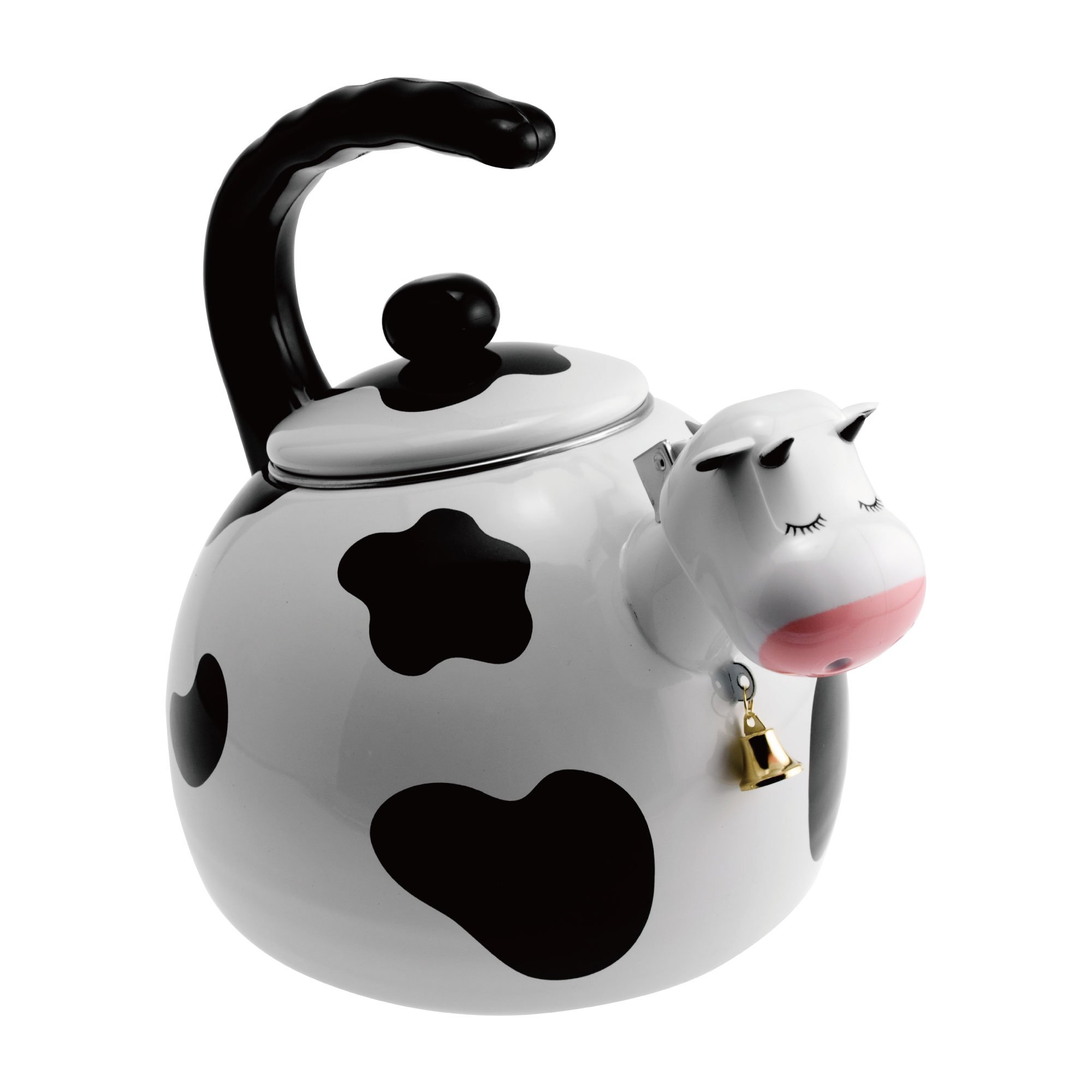 Supreme Housewares Enamel on Steel Whistling Tea Kettle, Stovetop Teakettle (2.3 Quart, Cow) - 2.5 quarts Cow