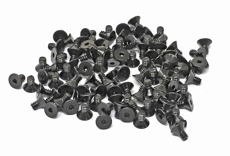iexcell 100 Pcs #6-32 x 1/4 Alloy Steel 10.9 Grade Hex Socket Flat Head Cap Screws Bolts Kit, Black Oxide Finish