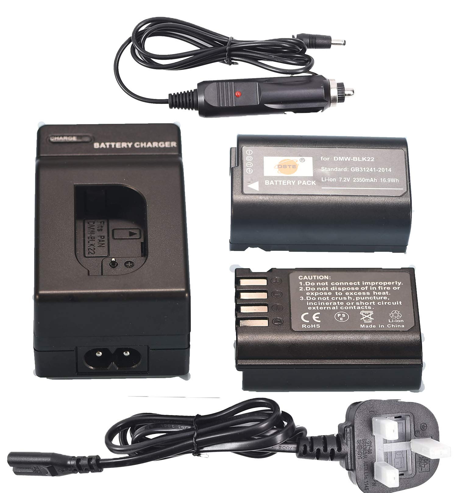 DSTE 2PCS DMW-BLK22 High Capacity Li-ion Battery Compatible with Panasonic Lumix S5 DC-S5K DC-S5GK Camera