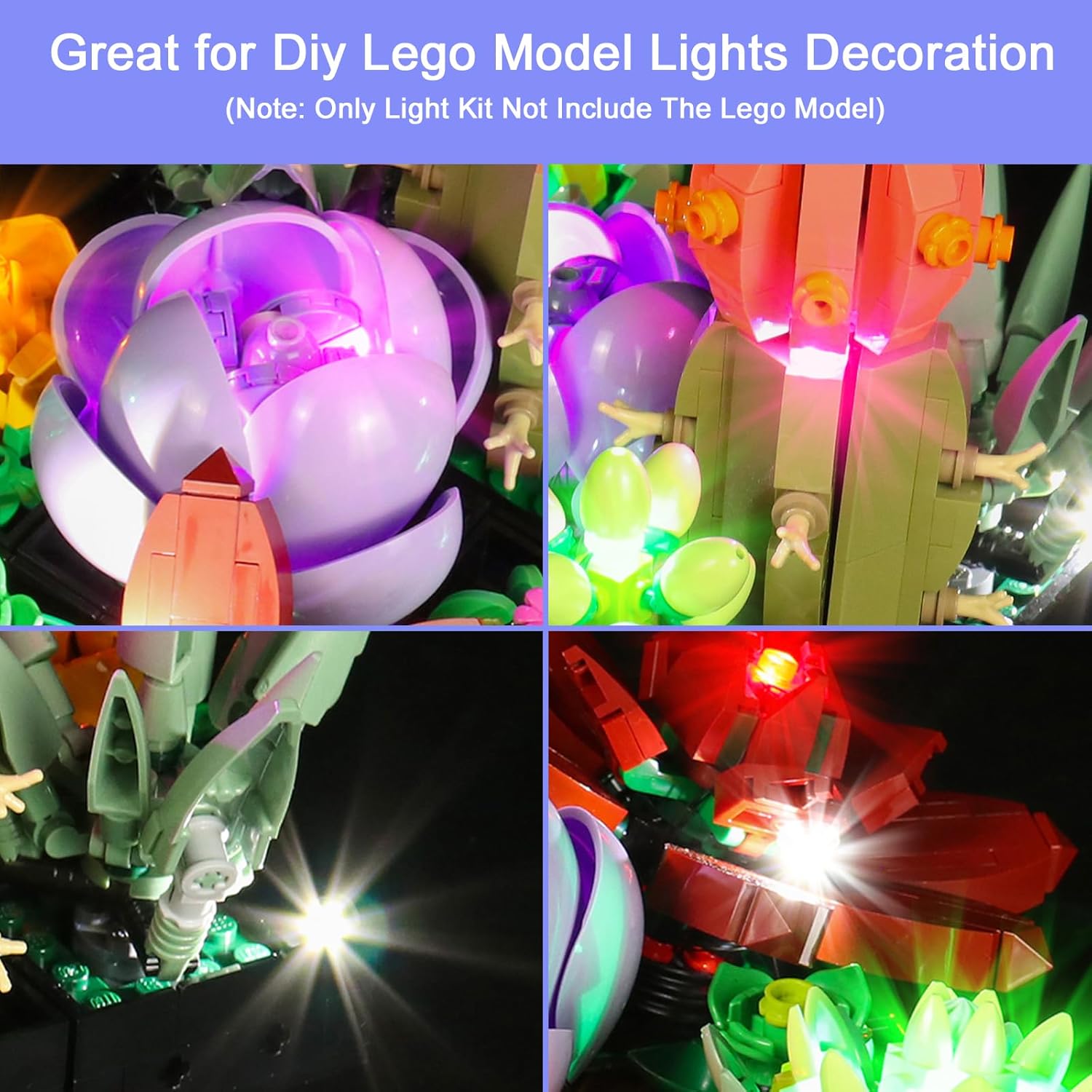 Upgraded Led Light Kit Compatible with Lego Succulents Artificial Plants Set, Lights Decoration Compatible with Lego 10309, Best Gifts for Adults (Model Not Included)