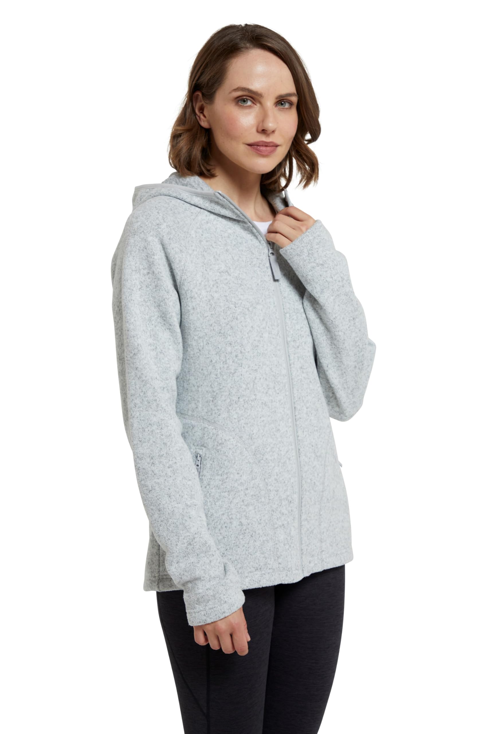 Mountain Warehouse Grey Nevis Full Zip Womens Fleece Jacket - Lightweight, Compact & Breathable Coat With Pockets - For Spring Summer Walking &Travelling Women's 20 Plus