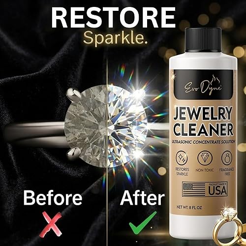 Miniatura 2 de Solución ultrasónica de limpieza de joyas (8 onzas) Limpiador concentrado de joyas para diamantes, oro, plata y más Compatible con máquinas
