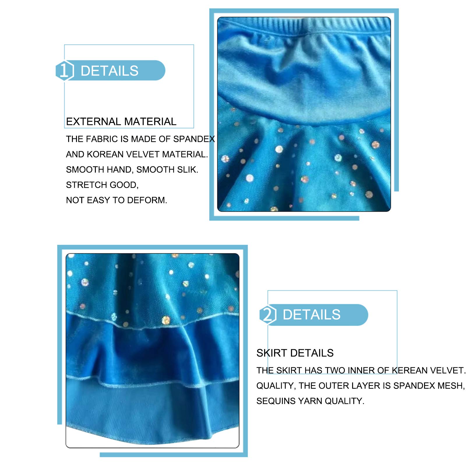 Womens Flare Figure Ice Skating Skirt with Shorts High Waist Pleated Ruffled Mini Skater Skirt Dancewear Black
