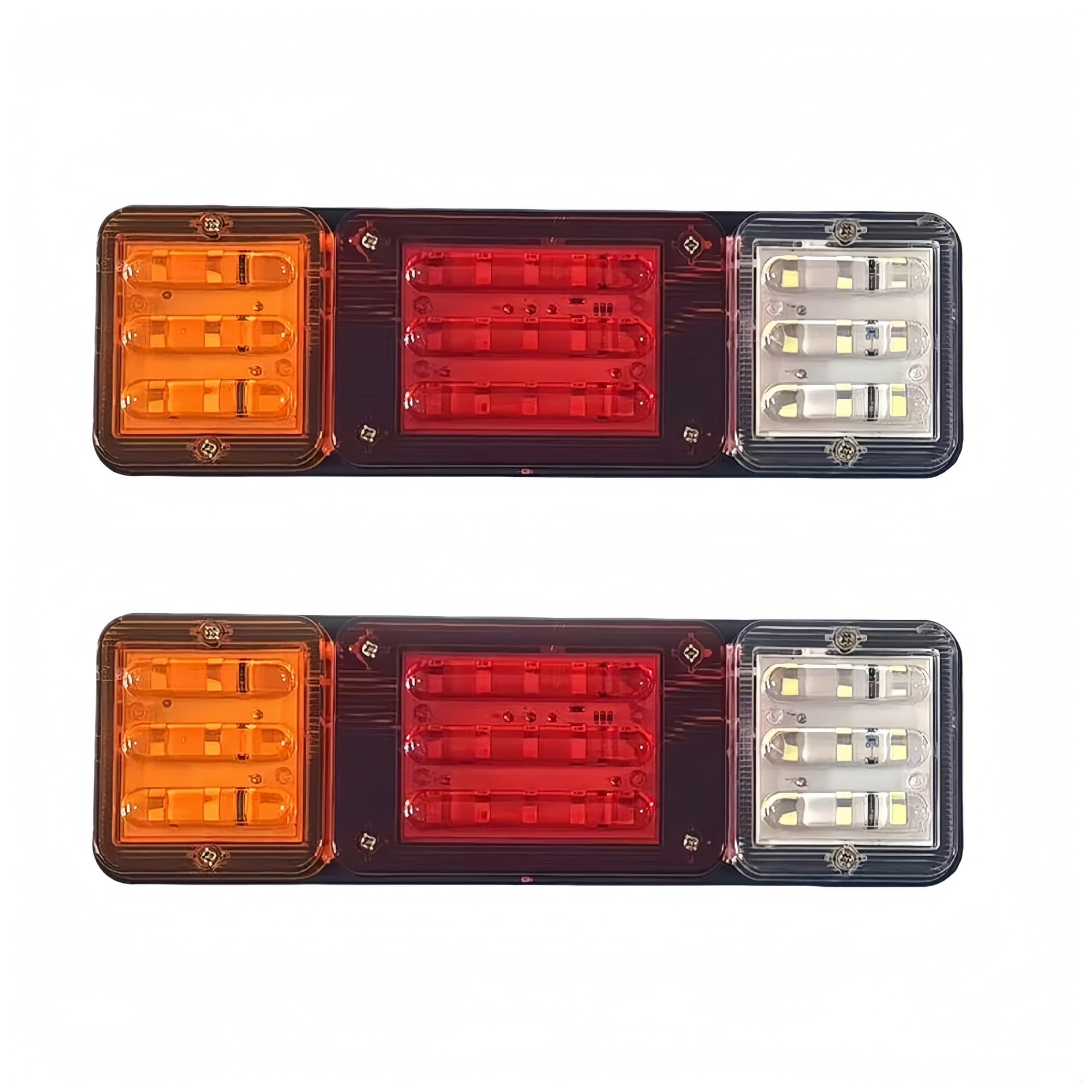 Piezas de automóvil 2X Luces traseras de camión de remolque 12V 24V Señal de giro Freno inverso Lámpara LED Vehículos de barco Camión Luz trasera Autobús Campistas Tractor(24v-1)