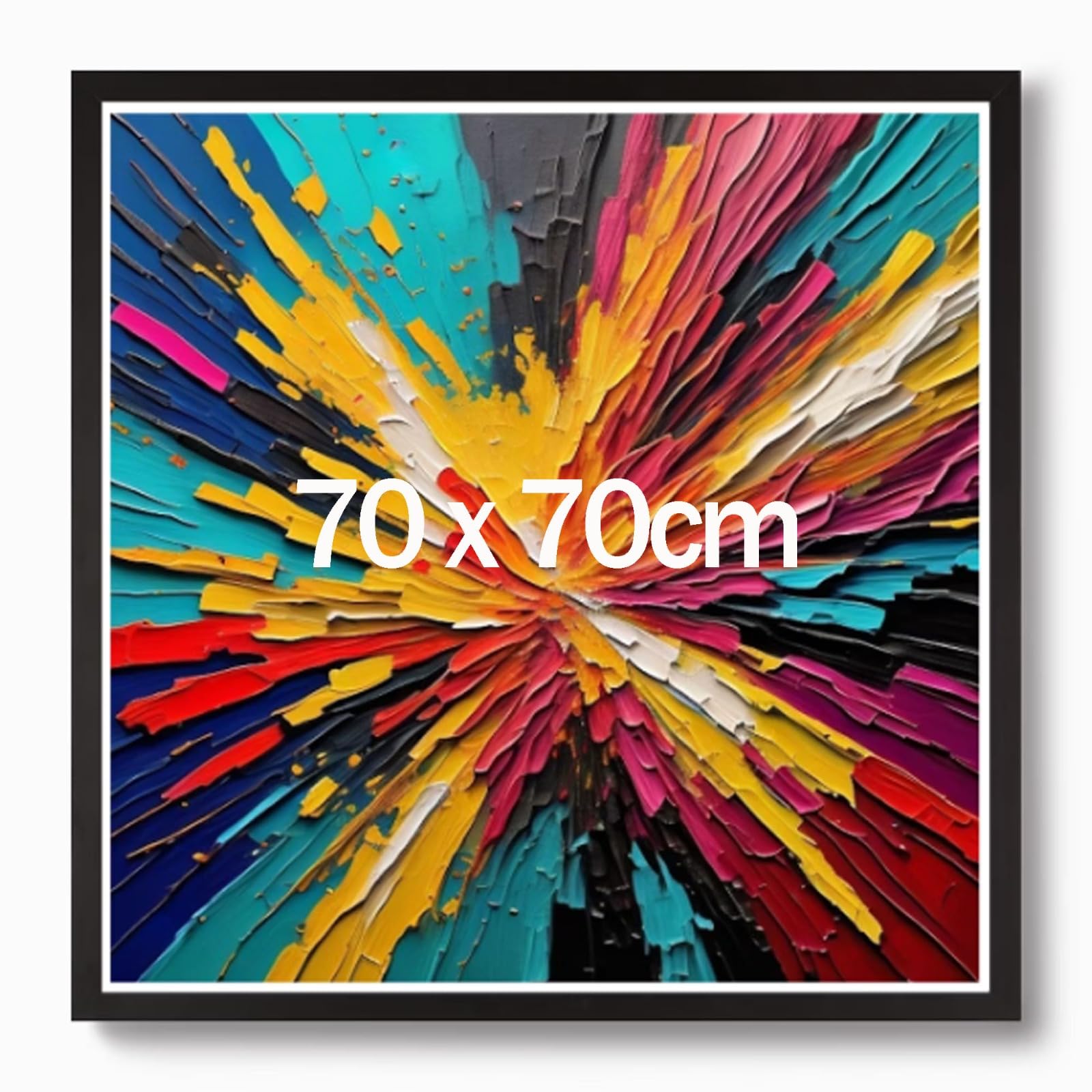 Bloomingtons Direct Black 70X70cm Square Picture Photo Frame With Styrene Glass 70X70cm Photo Frame Without Mat Wall Hanging 70X70cm Poster Frame,