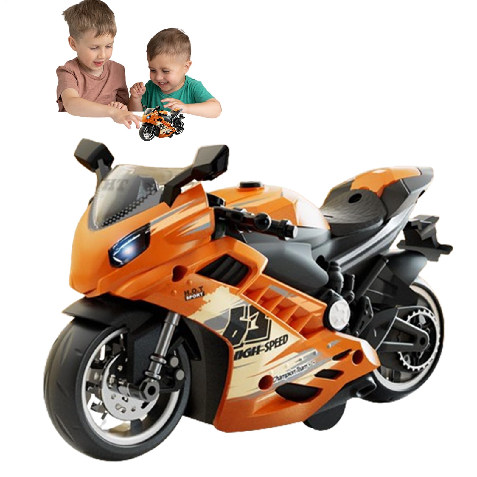 Sound and Light Motorcycle,Powered Play Toy Motorbike | Push and Go Motorcycle Toy with Batteries for Children, Adults, All Ages