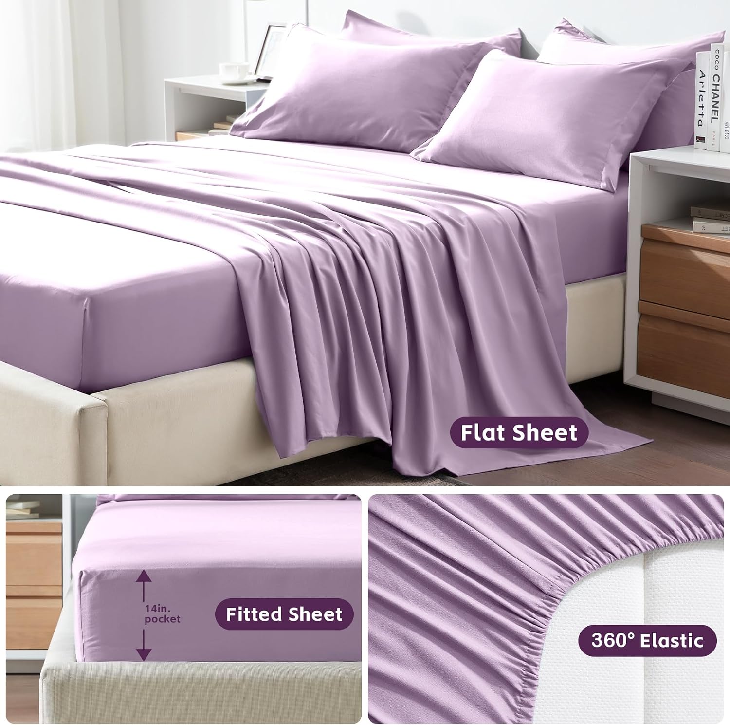 COZYART King Comforter Set 7 Pcs, Lavender Bed in a Bag image 3