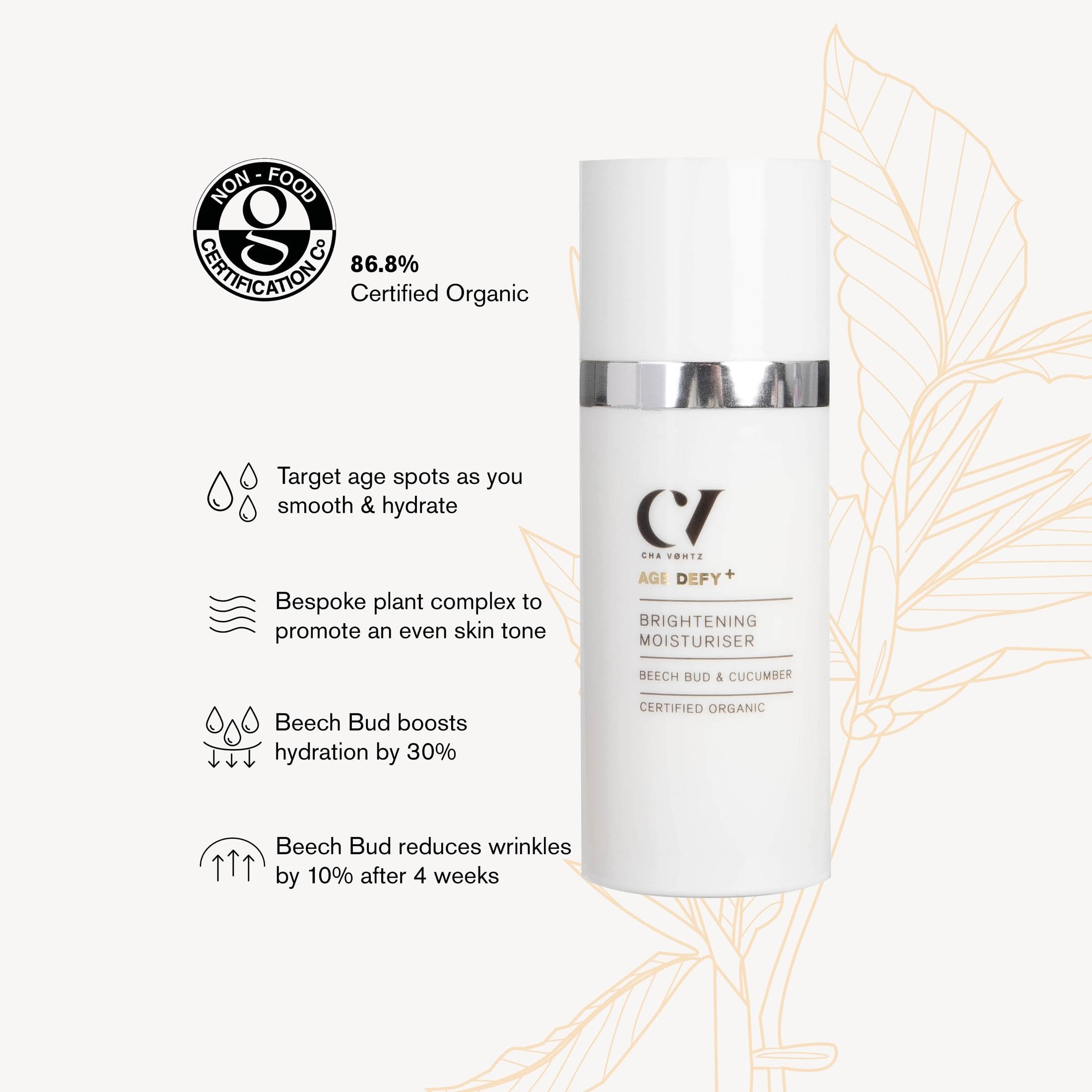 Green People Age Defy+ Aufhellende Feuchtigkeitscreme, 30ml | Geeignet für Reife Haut, Parabenfrei, Hyperpigmentierung und feine Linien, Ananas, Buchenknospen und Gurke, Vegan