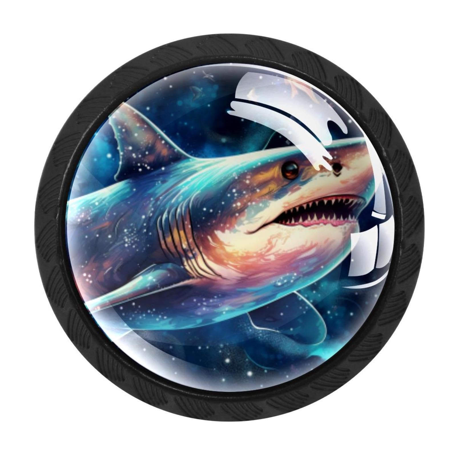 CHENZZZZ 4 PCS Starry Sky Shark Crystal Glass Cabinet Knob Drawer Pull Handle for Kitchen Cupboard Dresser Wardrobe etc