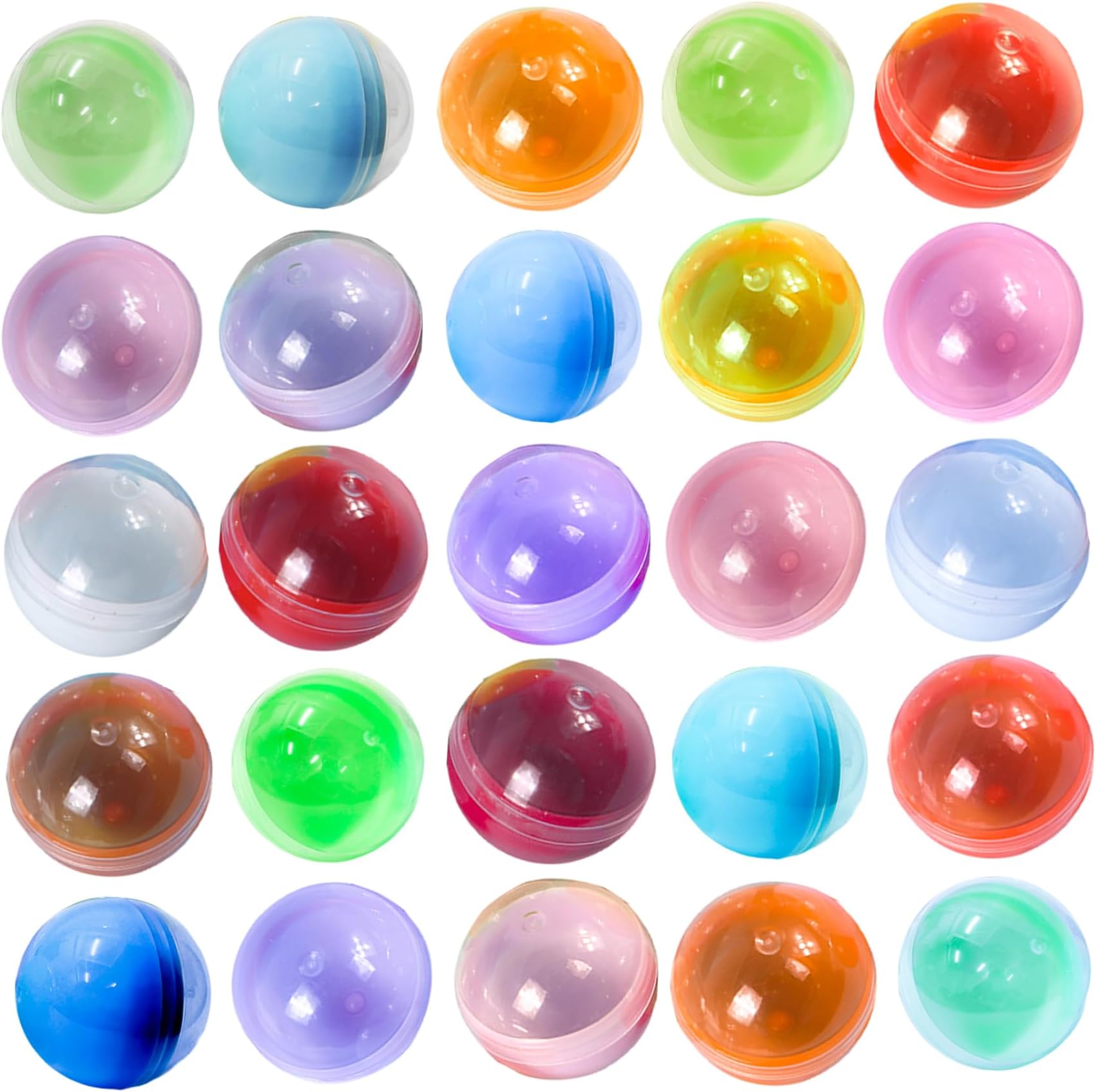 50PCS Empty Capsules, 1.3 inch Fillable Round Vending Machine Capsules, Plastic Gumball Machine Refills for Kids Party Favor Prize, Random Color